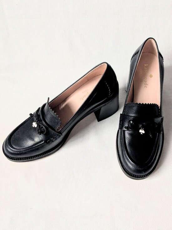 kate spade Shoes - Kate Spade Hattie Black Leather Block Heel Loafer Pumps Sz 6B Like New